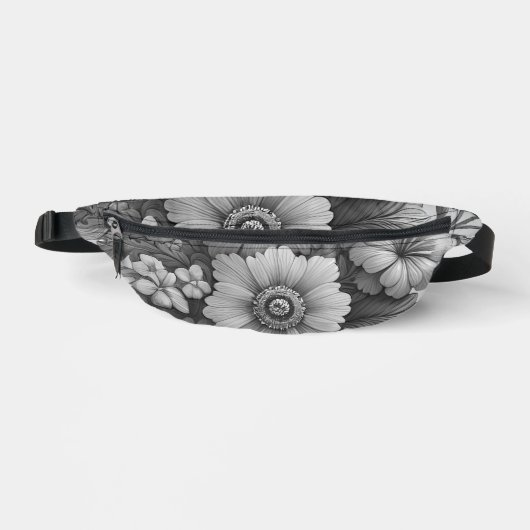 Monochroom boeket bloemen heuptasje (Voorkant)