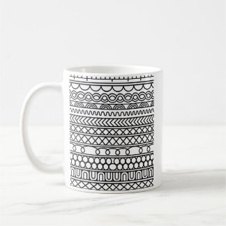 Monochroom Boho Brei Sampler | Tribal Geometrisch Koffiemok