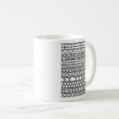 Monochroom Boho Brei Sampler | Tribal Geometrisch Koffiemok (Voorkant rechts)