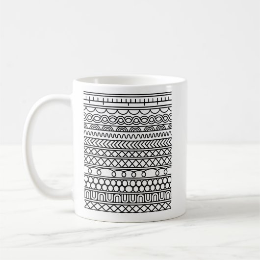 Monochroom Boho Brei Sampler | Tribal Geometrisch Koffiemok (Links)