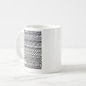 Monochroom Boho Brei Sampler | Tribale Geometrisch Koffiemok (Voorkant links)