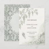 Monochroom botanisch blad bruiloft Save The Date (Voorkant / Achterkant)