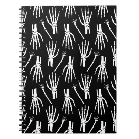 Monochroom Botten Halloween Patroon Notitieboek (Voorkant)