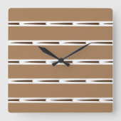 Monochroom Bruin en Wit Vierkante Klok (Voorkant)