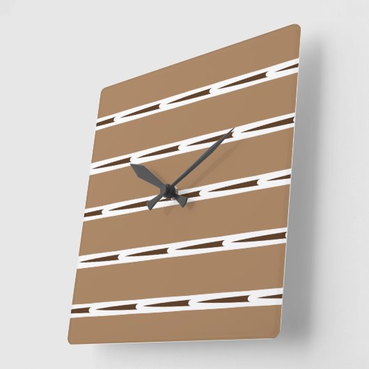 Monochroom Bruin en Wit Vierkante Klok (Hoek)
