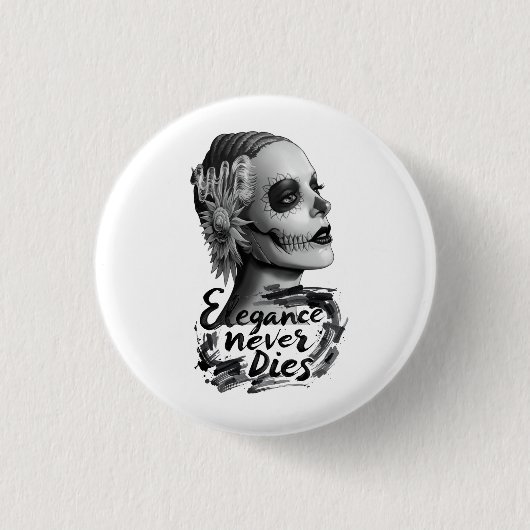 Monochroom Calavera Ronde Button 3,2 Cm (Voorkant)