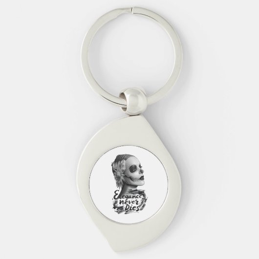 Monochroom Calavera Sleutelhanger (Voorkant)