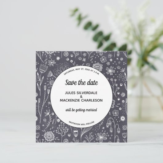 Monochroom chrome vormig bloemkool opslaan Datum Kaart (Staand voorkant)