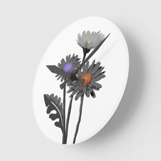 Monochroom Daisys Wall klok (Hoek)