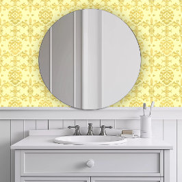 Monochroom decoratief geel behang