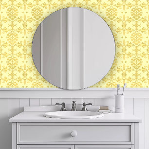 Monochroom decoratief geel behang