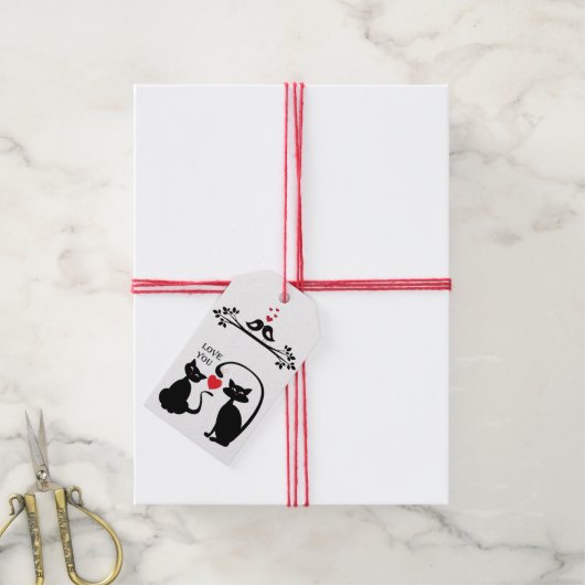 Monochroom Deel de Liefde Cadeaulabel (Met Touw)