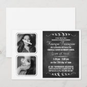 Monochroom, Deluxe Afstudeerder met dubbelfotoalkb Kaart (Voorkant / Achterkant)