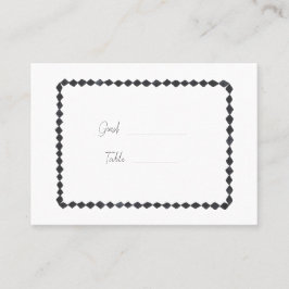 Monochroom diamantpatroon placecard plaatskaartje