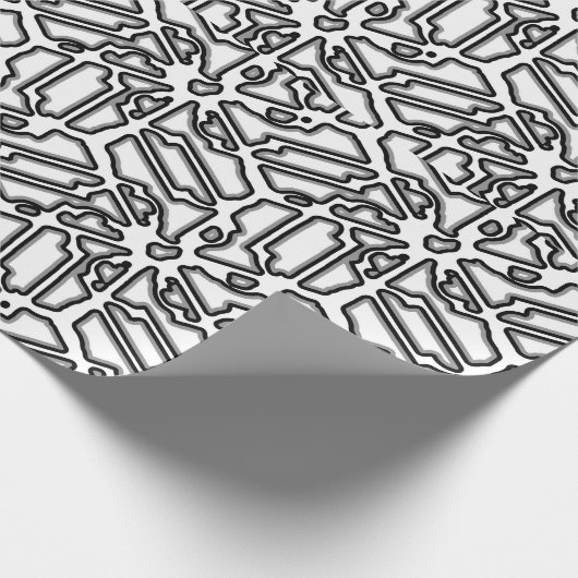 Monochroom doolhof design print cadeaupapier (Hoek)