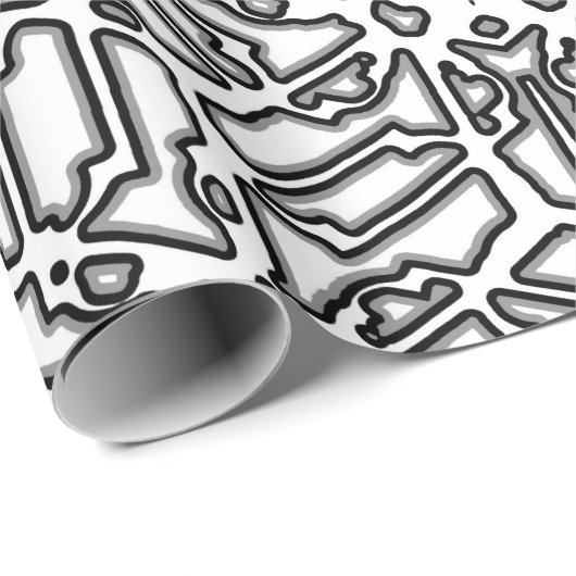 Monochroom doolhof design print cadeaupapier (Rol Hoek)