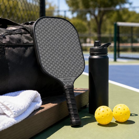 Monochroom driehoek mozaïek aangepaste naam pickleball paddle