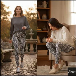Monochroom Druk Hondengezicht Fokpatroon Leggings