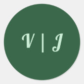 Monochroom Emerald Groen Bruiloft Klein Ronde Sticker (Voorkant)