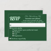 Monochroom Emerald Groen Bruiloft RSVP Kaart (Voorkant / Achterkant)