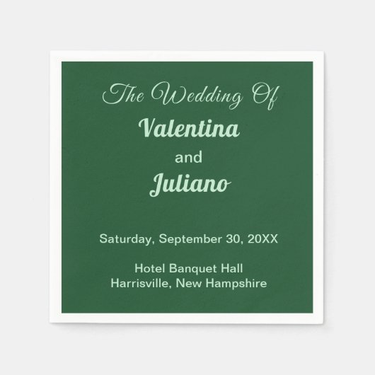 Monochroom Emerald Groen Thema Trouwpapier Servet (Voorkant)