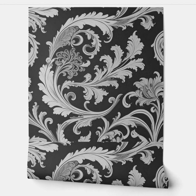Monochroom Fleur Antiek Behang (Afrollen)