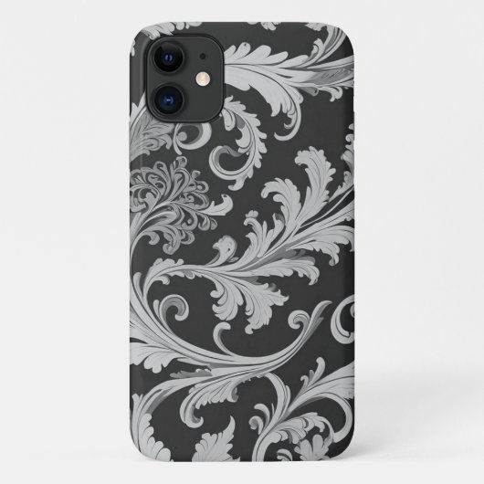 Monochroom Fleur Antiek Case-Mate iPhone Case (Achterkant)