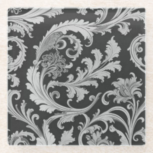 Monochroom Fleur Antiek Glazen Onderzetter