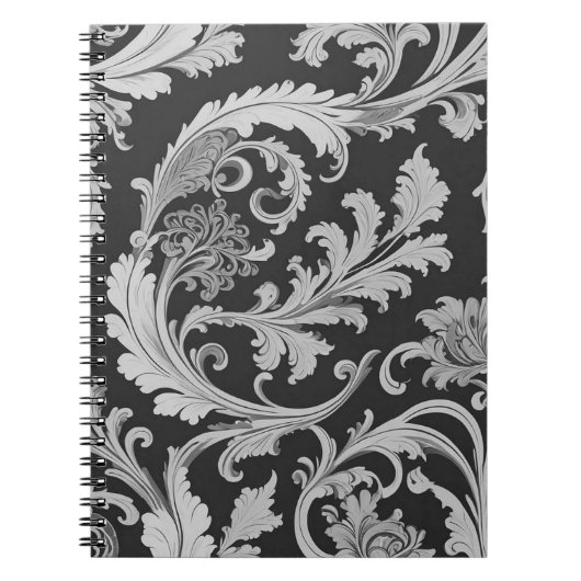 Monochroom Fleur Antiek Notitieboek (Voorkant)