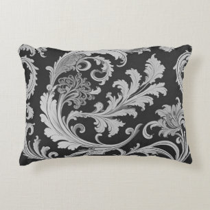 Monochroom Fleur Antiek Patroon Accent Kussen