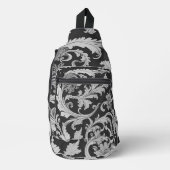 Monochroom Fleur Antiek Patroon Sling Bag (Voorkant)