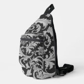 Monochroom Fleur Antiek Patroon Sling Bag (Rechterhoek)