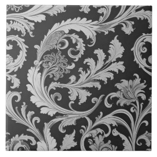 Monochroom Fleur Antiek Patroon Tegeltje