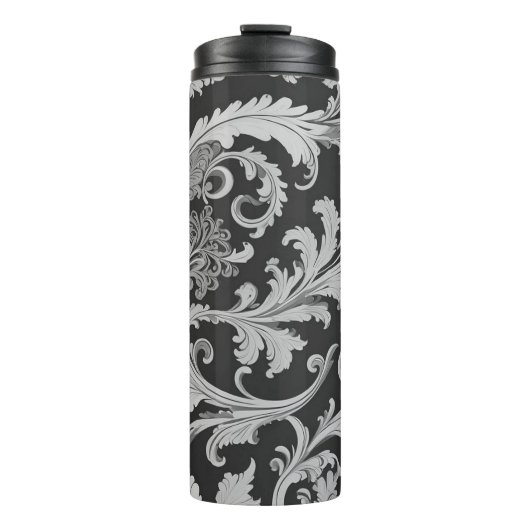 Monochroom Fleur Antiek Thermosbeker (Voorkant)