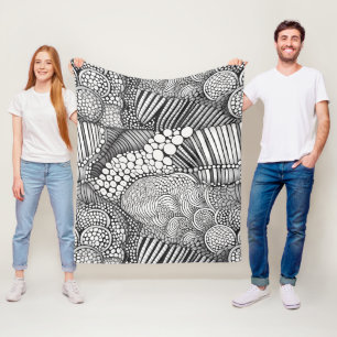 Monochroom geometrisch abstract lijnkunstpatroon fleece deken
