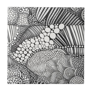 Monochroom geometrisch abstract lijnkunstpatroon tegeltje