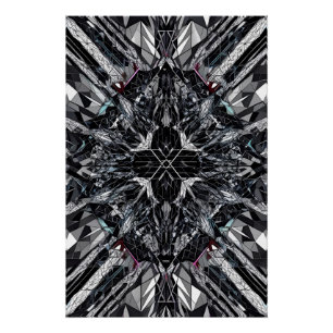 Monochroom geometrisch: Abstracte veelhoekige Nexu Perfect Poster