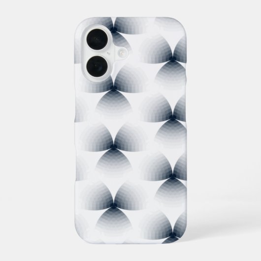 Monochroom geometrisch illusiegradiëntpatroon iPhone 16 hoesje (Achterkant)