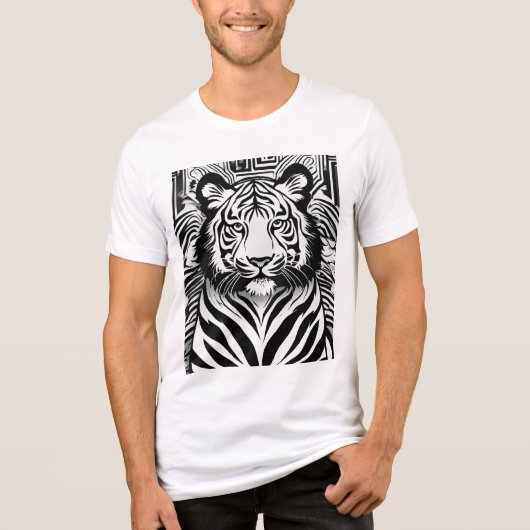 Monochroom geometrisch leeuw logo T-shirt (Voorkant)