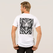 Monochroom geometrisch leeuw logo T-shirt (Achterkant volledig)