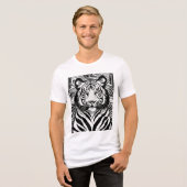 Monochroom geometrisch leeuw logo T-shirt (Voorkant volledig)