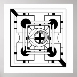 Monochroom geometrisch minimalistisch Abstract geo Poster