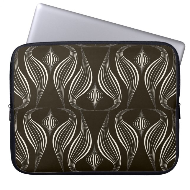 Monochroom geometrisch: moderne  textuur laptop sleeve (Voorkant)