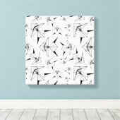 Monochroom. Geometrisch Ornament. Zwart-Wit Canvas Afdruk (Insitu (Houten vloer))