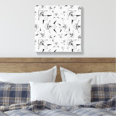 Monochroom. Geometrisch Ornament. Zwart-Wit Canvas Afdruk (Insitu (Slaapkamer))