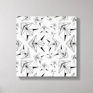 Monochroom. Geometrisch Ornament. Zwart-Wit Canvas Afdruk