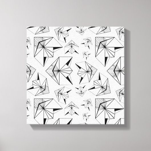 Monochroom. Geometrisch Ornament. Zwart-Wit Canvas Afdruk (Voorkant)