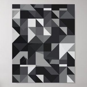 Monochroom geometrisch patroon met driehoekige vor poster