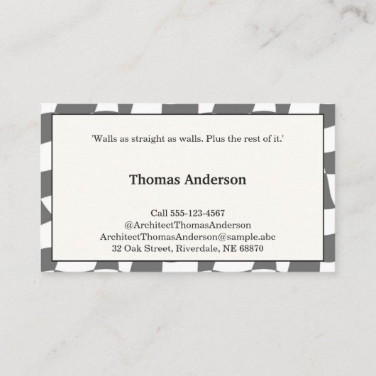 Monochroom, geschud patroon in grijs, architect visitekaartje (Achterkant)