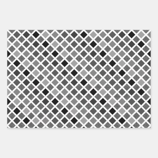 Monochroom Glitter Geometric Pattern Inpakpapier Vel (Voorkant 3)